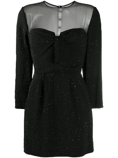 Shop Saint Laurent Short Crystal-embellished Dress In Black