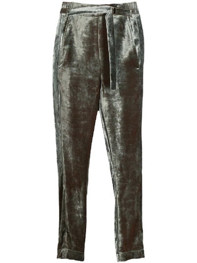 Shop Ann Demeulemeester Cropped Velvet Trousers In Green