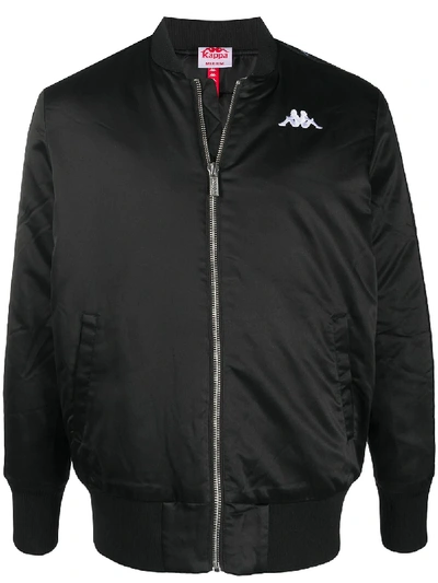 Shop Kappa Logo Zipped Bomber Jacket In Black