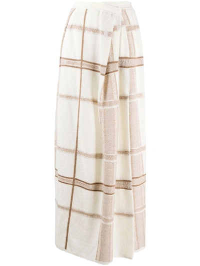 Shop Gentry Portofino Intarsia-knit Long Skirt In Brown