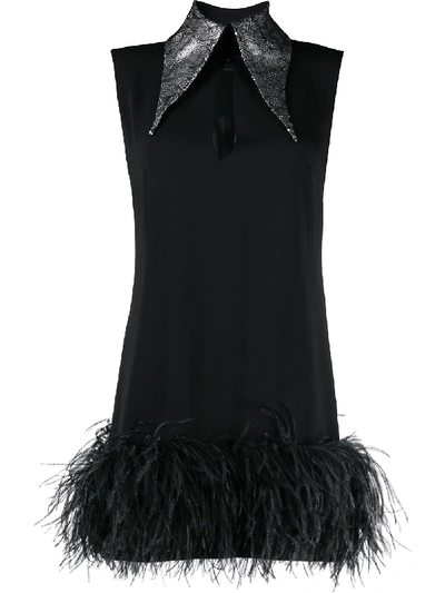 Shop 16arlington Feather Trim Dress In Black
