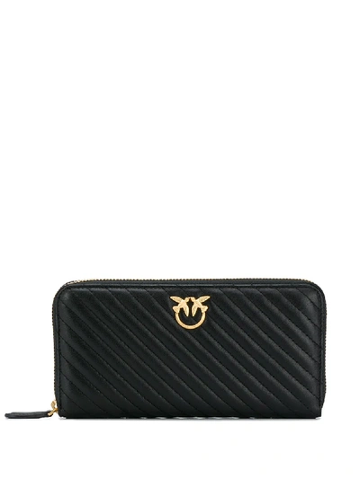 Shop Pinko Love Quilted Wallet In Black