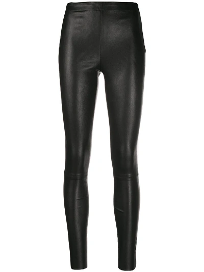 Alice And Olivia Front Zip Leather Leggings In Black