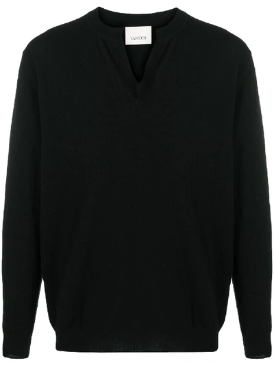 Shop Laneus Ribbed Trim Jumper In Black