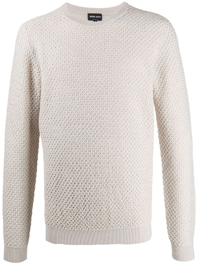 Shop Giorgio Armani Textured Long-sleeve Sweatshirt In Neutrals