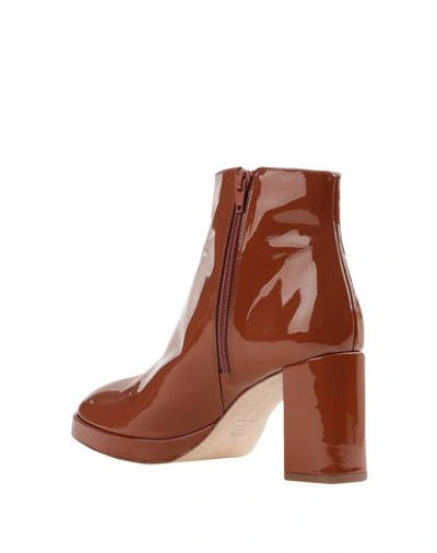 Shop Miista Edith Beige Crinkle Patent Woman Ankle Boots Tan Size 8.5 Sheepskin In Brown