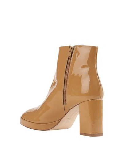 Shop Miista Edith Beige Crinkle Patent Woman Ankle Boots Ocher Size 6.5 Sheepskin In Yellow