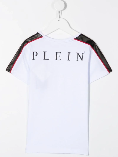 Shop Philipp Plein Junior Logo Plaque T-shirt In White