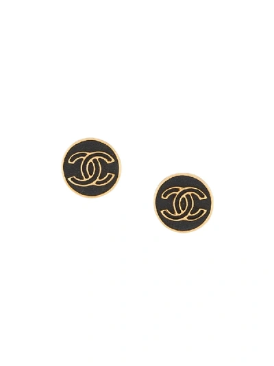 Pre-owned Chanel 1980s Cc Logo Earrings In Gold