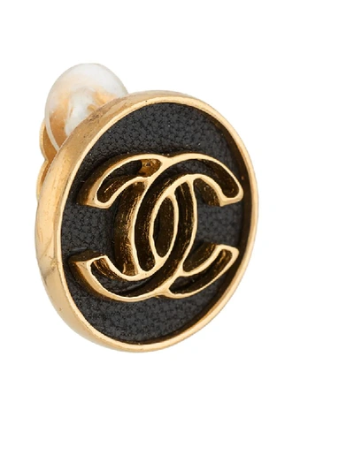 Pre-owned Chanel 1980s Cc Logo Earrings In Gold