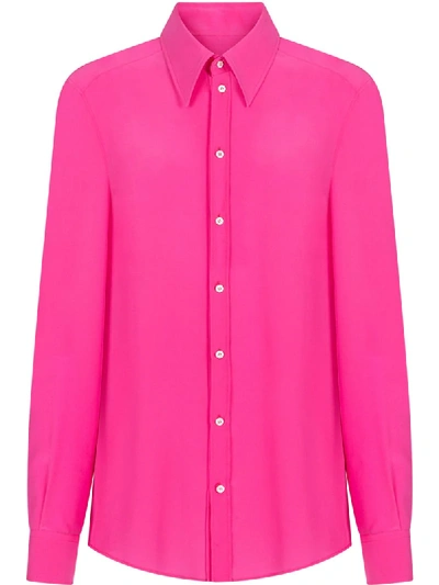 Shop Dolce & Gabbana Collared Silk Shirt In Pink