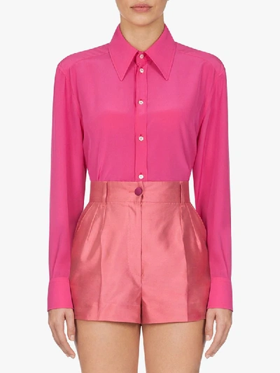 Shop Dolce & Gabbana Collared Silk Shirt In Pink