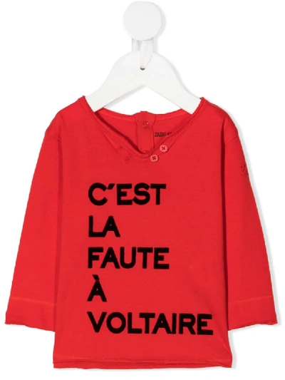 Shop Zadig & Voltaire Slogan Long-sleeve Top In Red