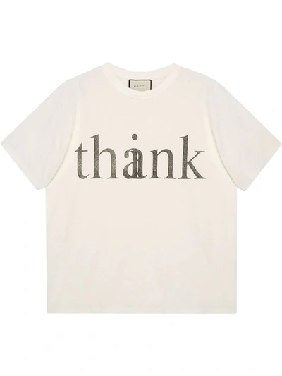 Shop Gucci Oversized Think/thank T-shirt In White