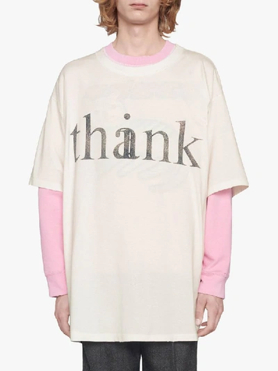 Shop Gucci Oversized Think/thank T-shirt In White