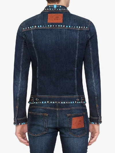 Shop Dolce & Gabbana Stud-embellished Denim Jacket In Blue