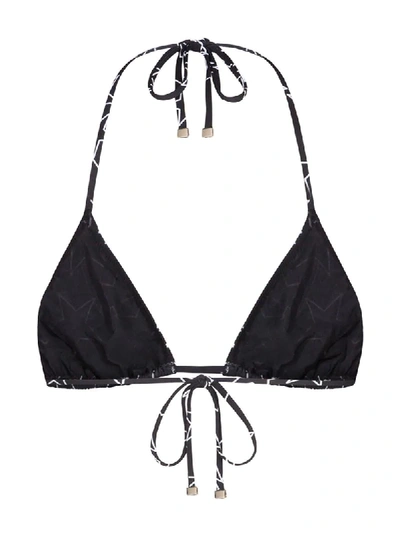 Shop Dolce & Gabbana Star Print Triangle Bikini Top In Black