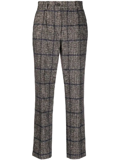 Shop Dolce & Gabbana Quadri Check Tailored Trousers In Brown