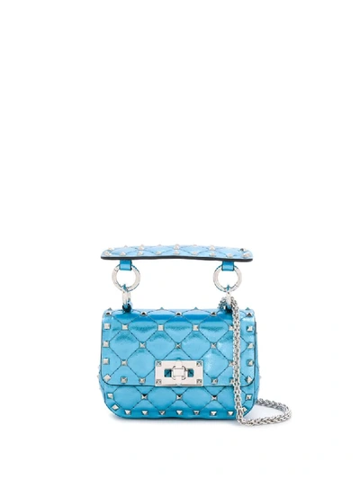 Shop Valentino Micro Rockstud Spike Shoulder Bag In Blue