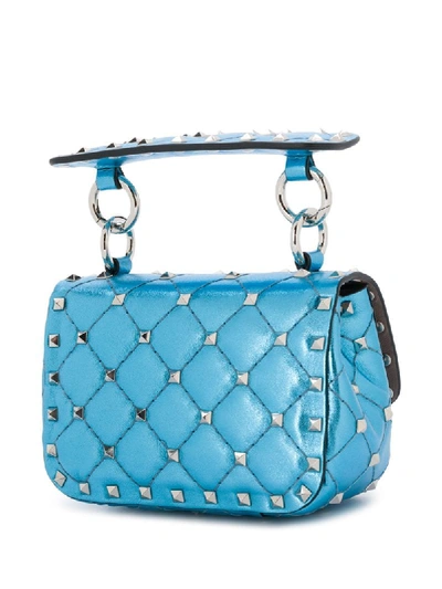 Shop Valentino Micro Rockstud Spike Shoulder Bag In Blue