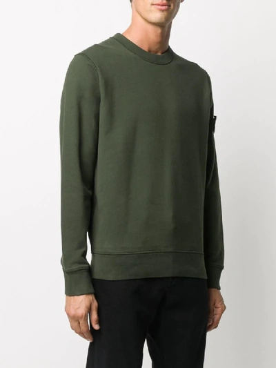 Shop Stone Island Logo Patch Sweatshirt In Green