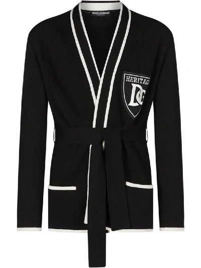 Shop Dolce & Gabbana Tie-waist Cashmere Cardigan In Black