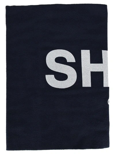 Shop Comme Des Garçons Shirt Logo Scarf In Navy