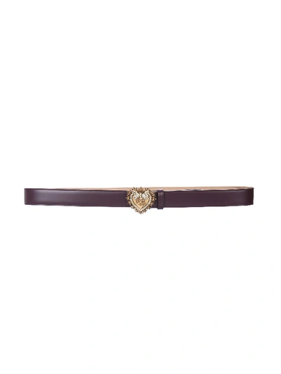 Shop Dolce & Gabbana Devotion Belt In Bordeaux