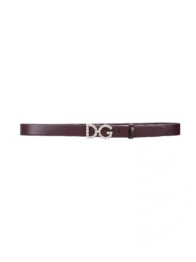 Shop Dolce & Gabbana Leather Belt In Bordeaux