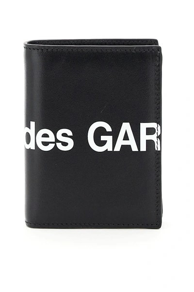Shop Comme Des Garçons Small Bifold Wallet With Huge Logo In Black (black)
