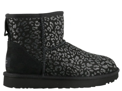 Shop Ugg Mini Classic Snow Leopard Boots In Black