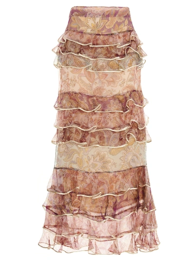 Shop Zimmermann Lucky Tiered Skirt In Multicolor