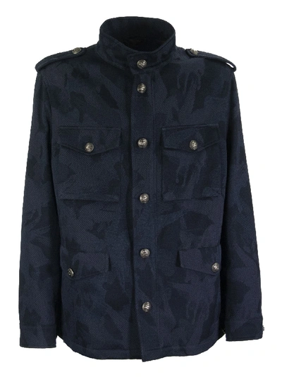 Shop Etro Jersey Jacquard Safari Jacket In Blue