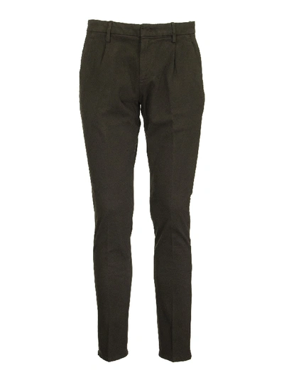 Shop Dondup Gaubert Slim-fit Gabardine Trousers In Green