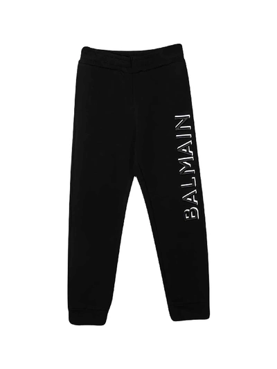 Shop Balmain Black Trousers With Logo In Nera