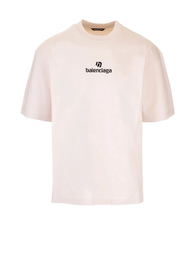 Shop Balenciaga Sponsor T-shirt In Chalky White Black
