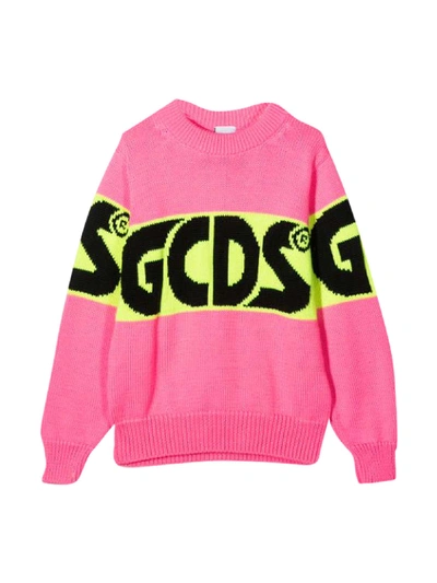 Gcds Mini Pink Sweater In Fucsia Fluo