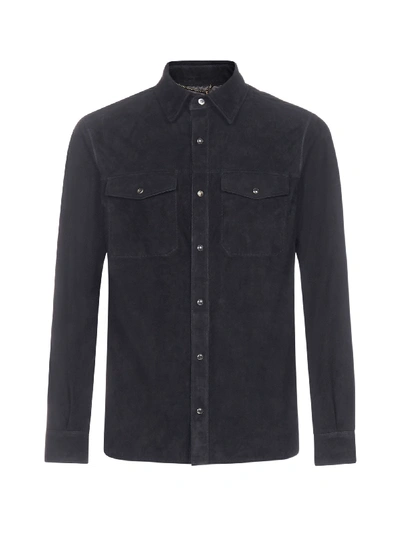 Shop Ajmone Suede Shirt-jacket In Extra Noir