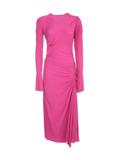 Shop N°21 Fabric L/s Midi Dress In Fuxia