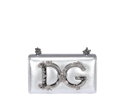 Shop Dolce & Gabbana Phone Bag Dg Girls In Silver