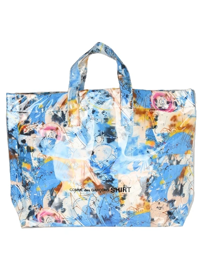 Shop Comme Des Garçons Shirt Cosmic Print Tote Bag In Light Blu