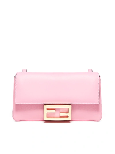 Shop Fendi Baguette Leather Small Bag In Lollypop+oro Soft