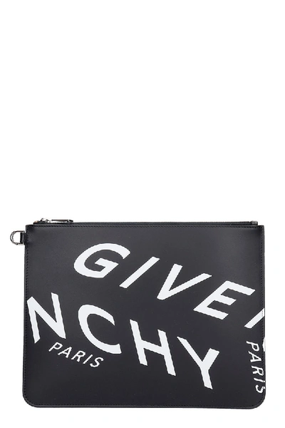 Shop Givenchy Large Zip Pouch Clutch In Black Leather