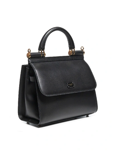 Shop Dolce & Gabbana Sicily 58 Small Leather Bag In Nero
