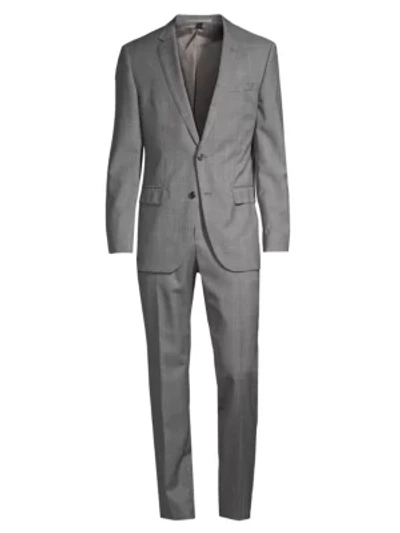 Shop Hugo Boss Men's Huge Genius Windowpane Wool Suit In Grey