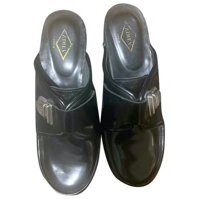 Pre-owned Adieu Black Leather Mules & Clogs