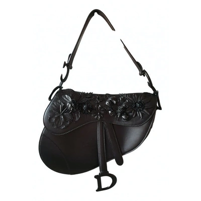 Pre-owned Dior Saddle Black Leather Handbags