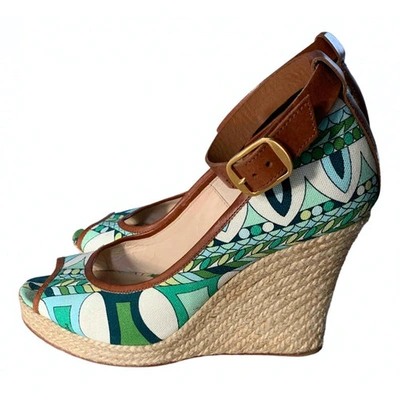 Pre-owned Emilio Pucci Cloth Sandal In Blue