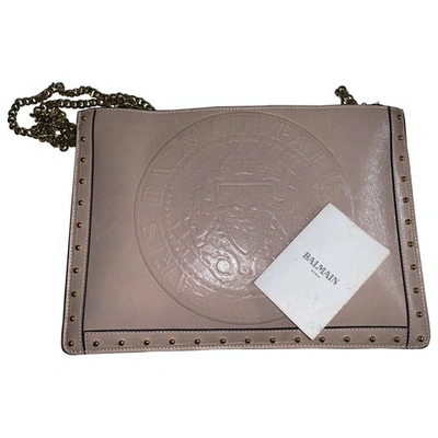Pre-owned Balmain Pink Leather Clutch Bag
