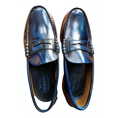 Pre-owned Sebago Leather Flats In Navy